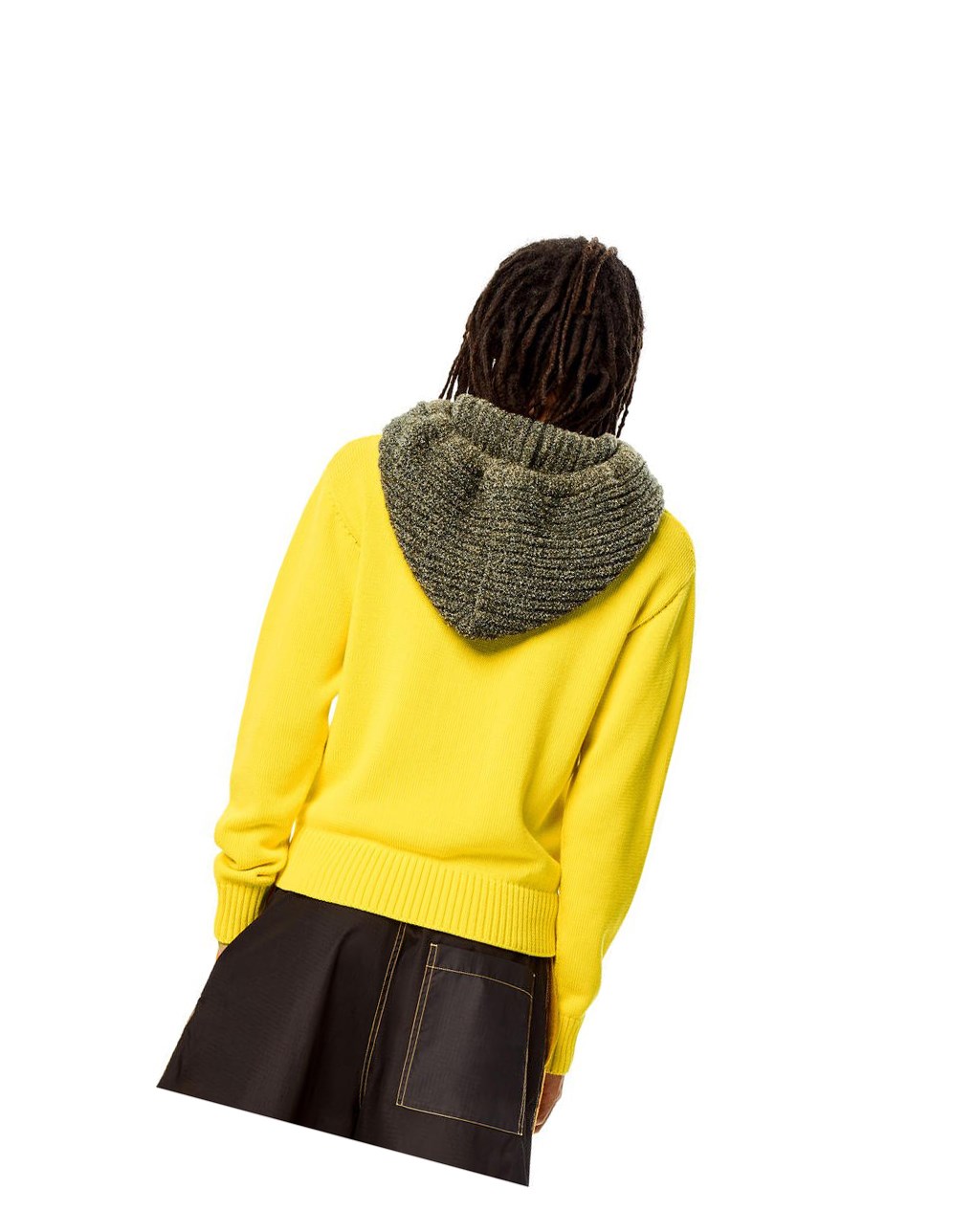 Loewe Multi-colour knit hoodie in cotton Amarillos | SBUEZ-1975