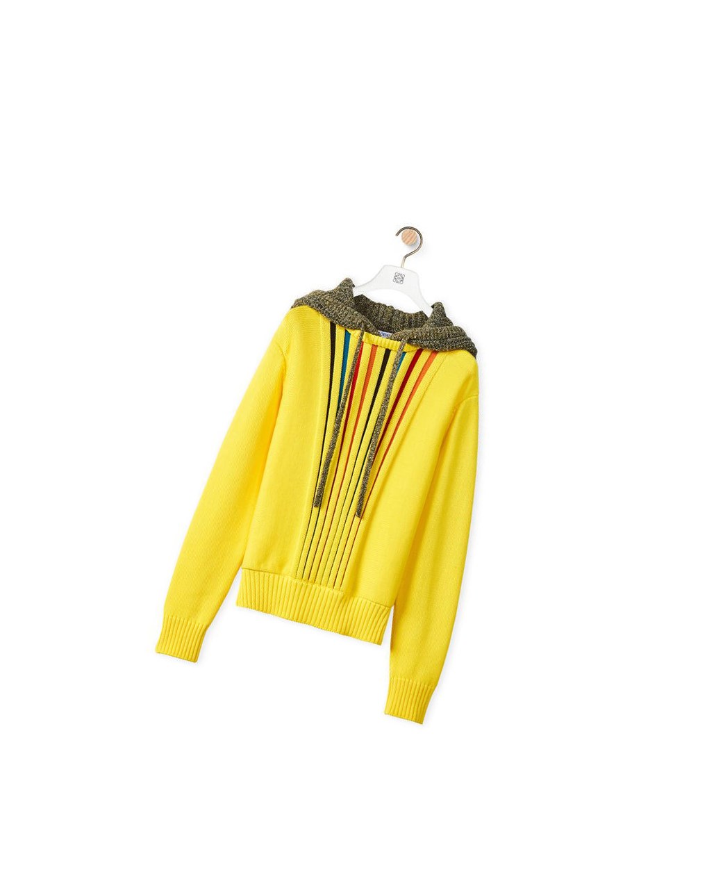 Loewe Multi-colour knit hoodie in cotton Amarillos | SBUEZ-1975