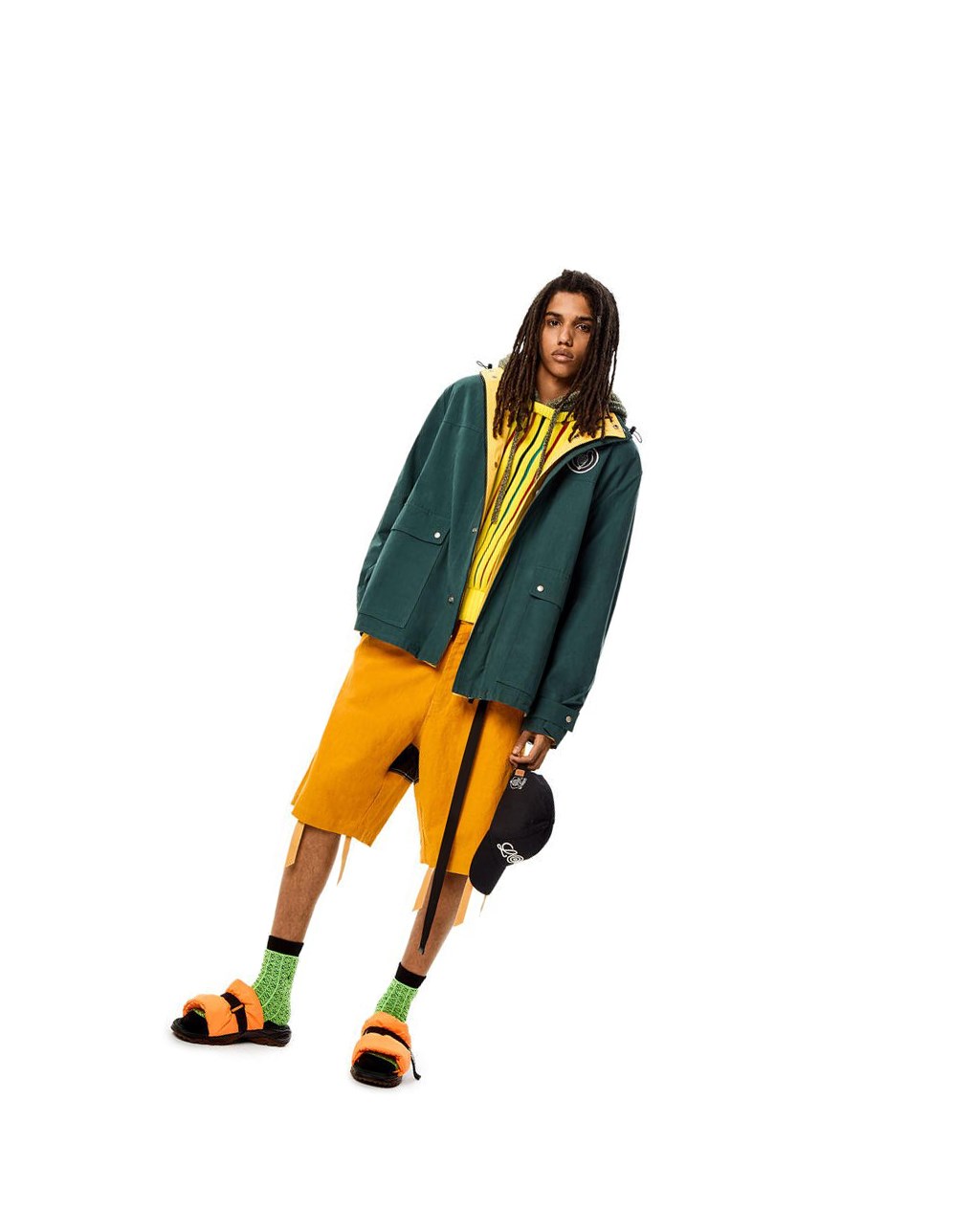 Loewe Multi-colour knit hoodie in cotton Amarillos | SBUEZ-1975