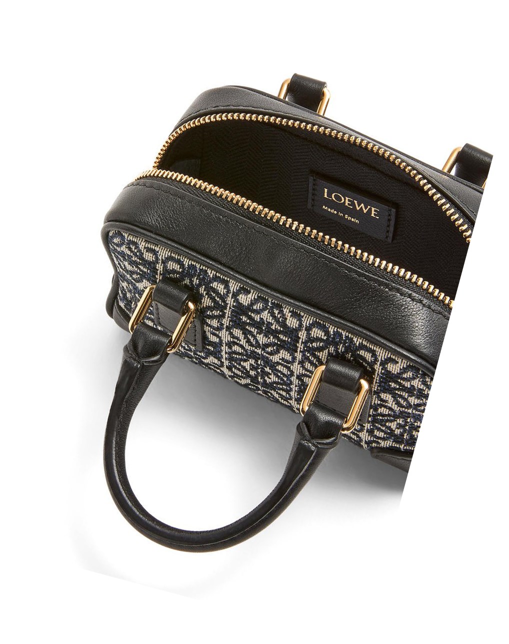 Loewe Nano Amazona in Anagram jacquard and calfskin Azul Marino Negros | JGTWF-0523