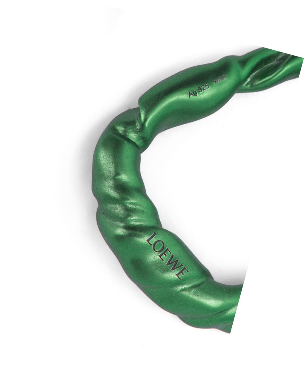 Loewe Nappa twist loop earrings in sterling silver Verdes Oscuro | UBCHV-6758