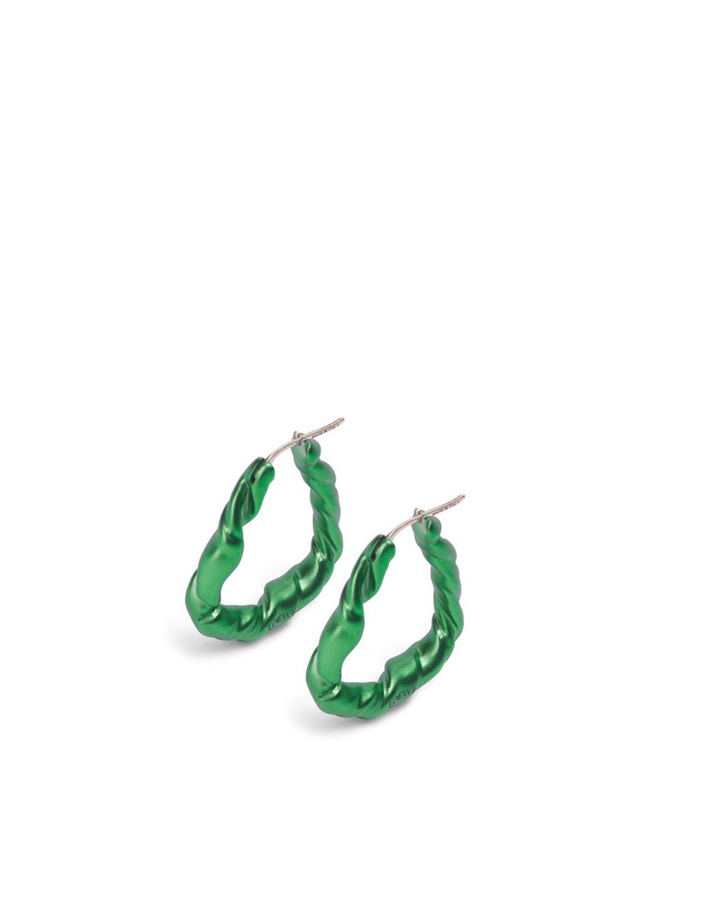 Loewe Nappa twist loop earrings in sterling silver Verdes Oscuro | UBCHV-6758