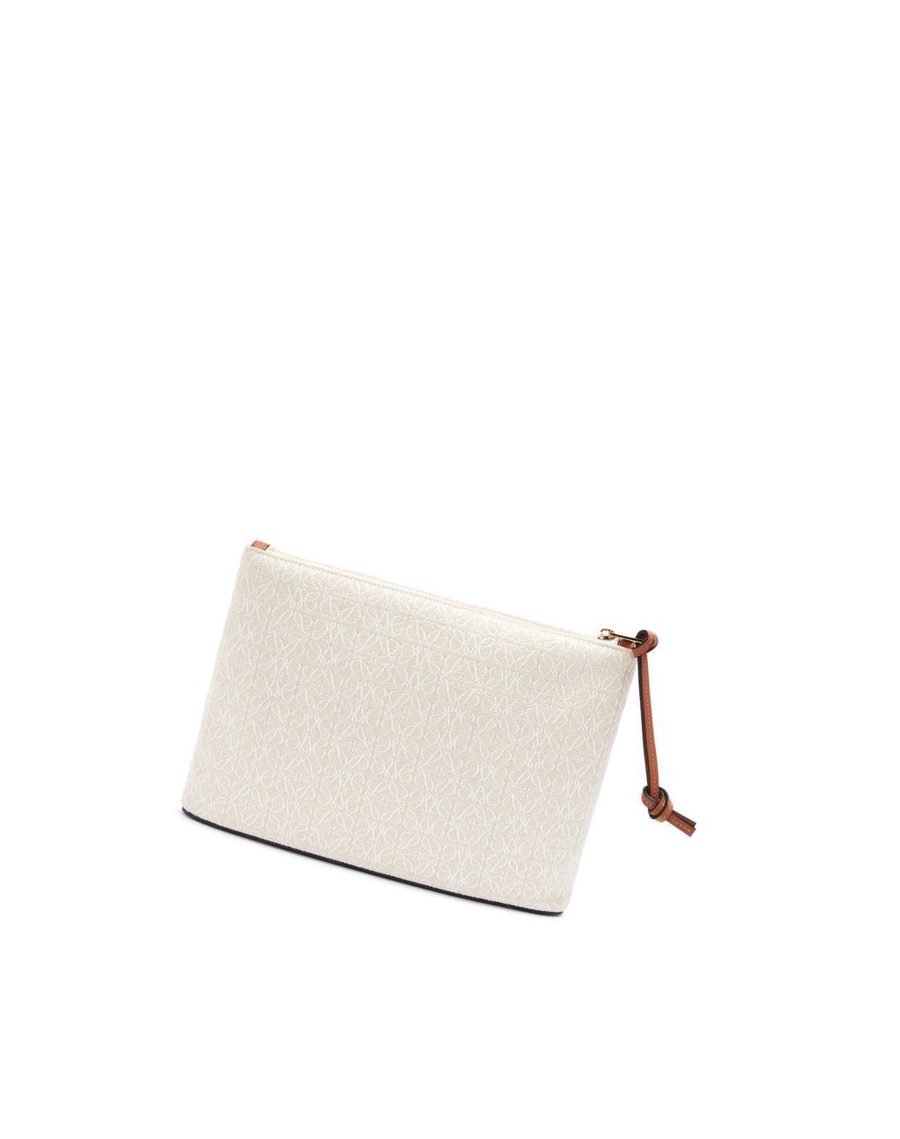 Loewe Oblong pouch in Anagram jacquard and calfskin Ecru / Tan | EXHDP-5708