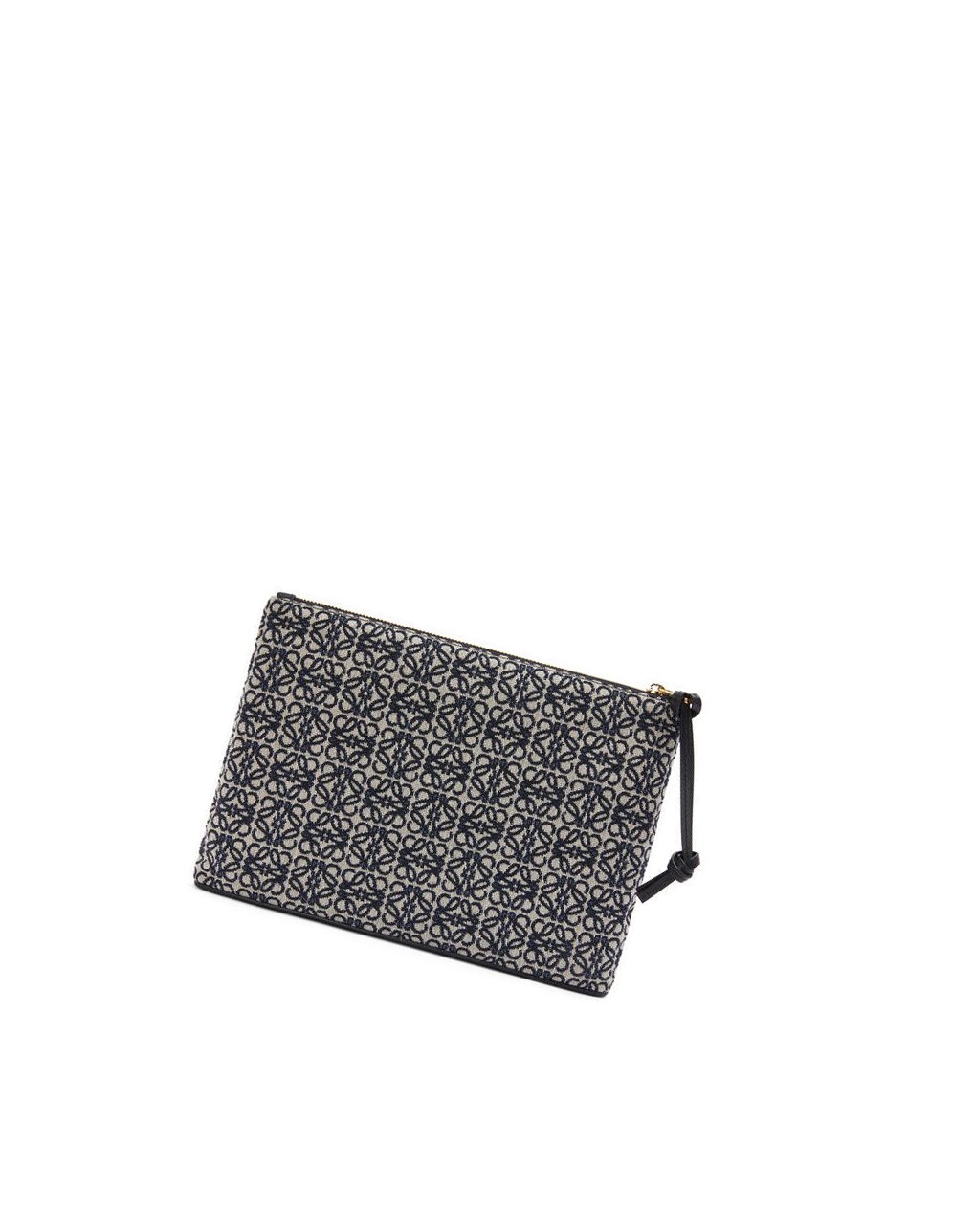Loewe Oblong pouch in Anagram jacquard and calfskin Azul Marino Negros | OXRMB-8036
