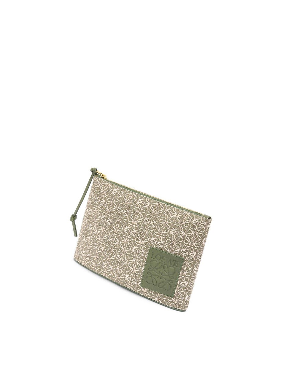 Loewe Oblong pouch in Anagram jacquard and calfskin Verdes Verdes | PRKYV-4630