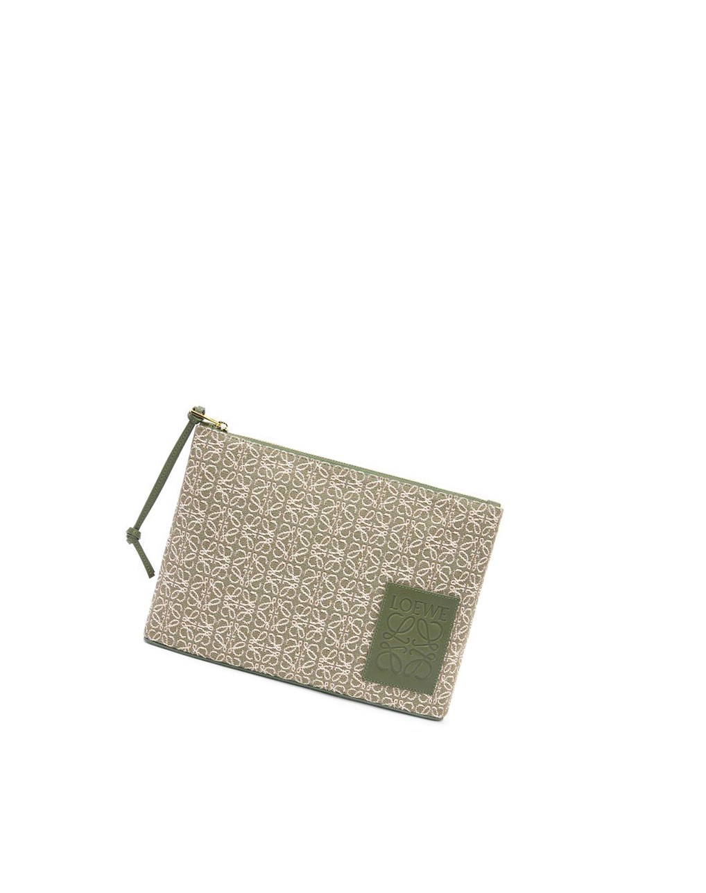 Loewe Oblong pouch in Anagram jacquard and calfskin Verdes Verdes | PRKYV-4630