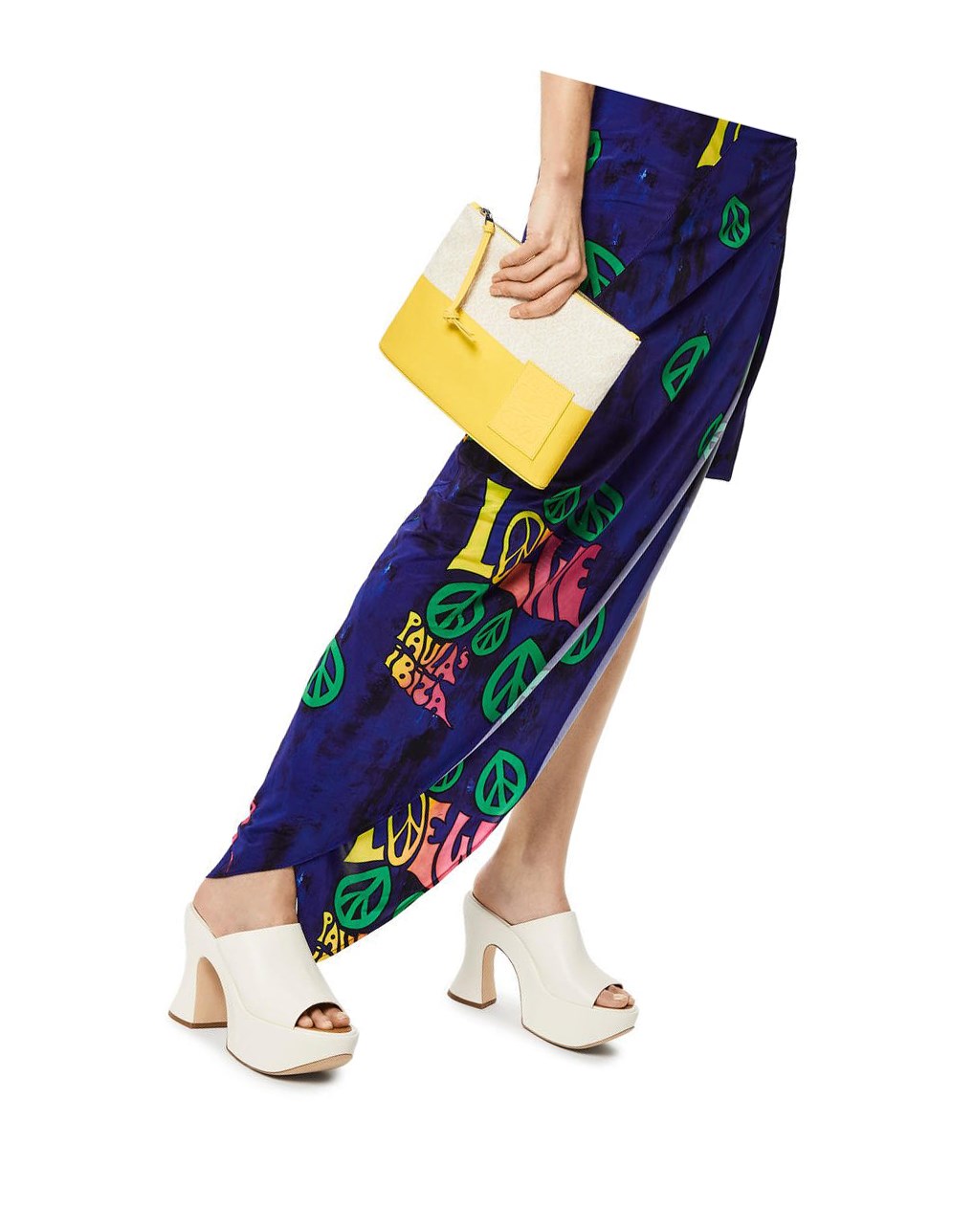 Loewe Oblong pouch in jacquard and calfskin Azules | NTXBA-0463