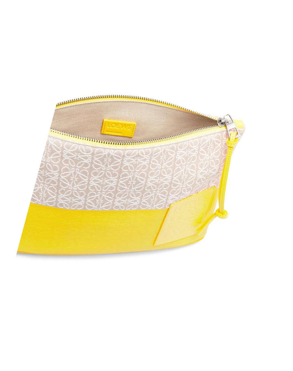 Loewe Oblong pouch in jacquard and calfskin Azules | NTXBA-0463