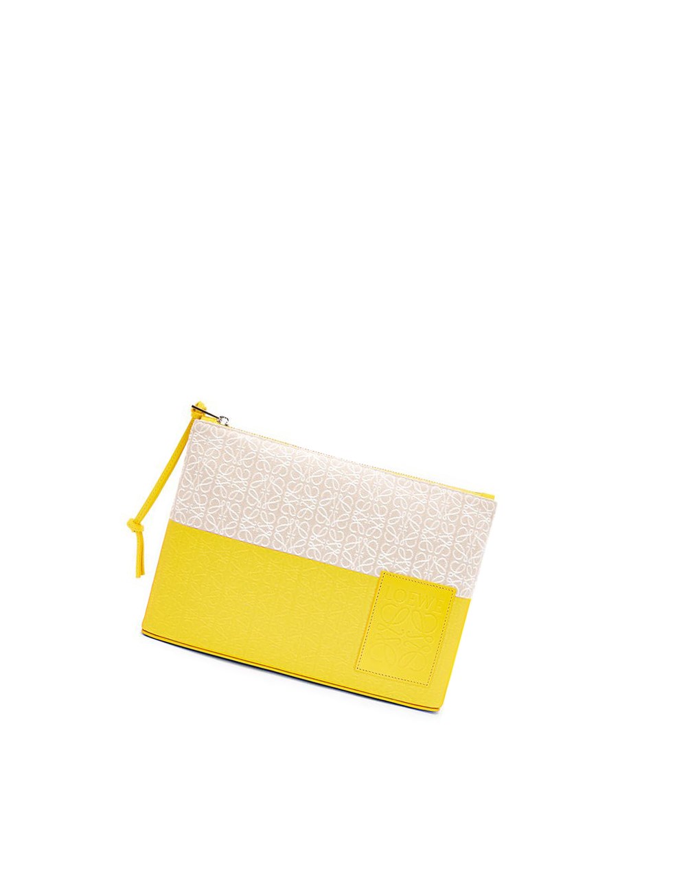 Loewe Oblong pouch in jacquard and calfskin Azules | NTXBA-0463