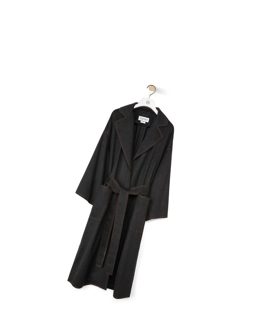 Loewe Oversize belted coat in cashmere and silk Grises | NLCUV-2034