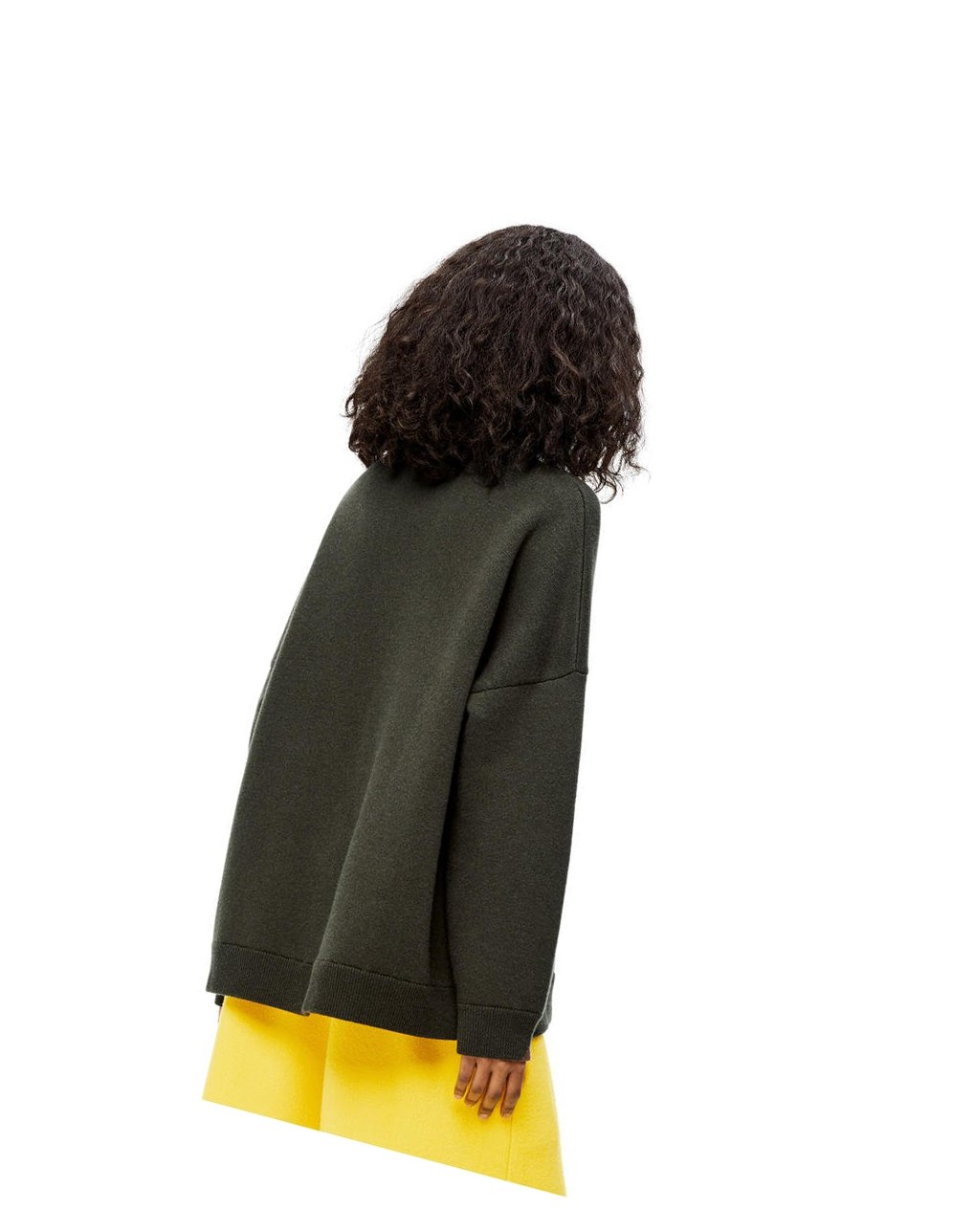 Loewe Oversize crewneck sweater in cashmere Kaki Verdes | TGDPR-1739