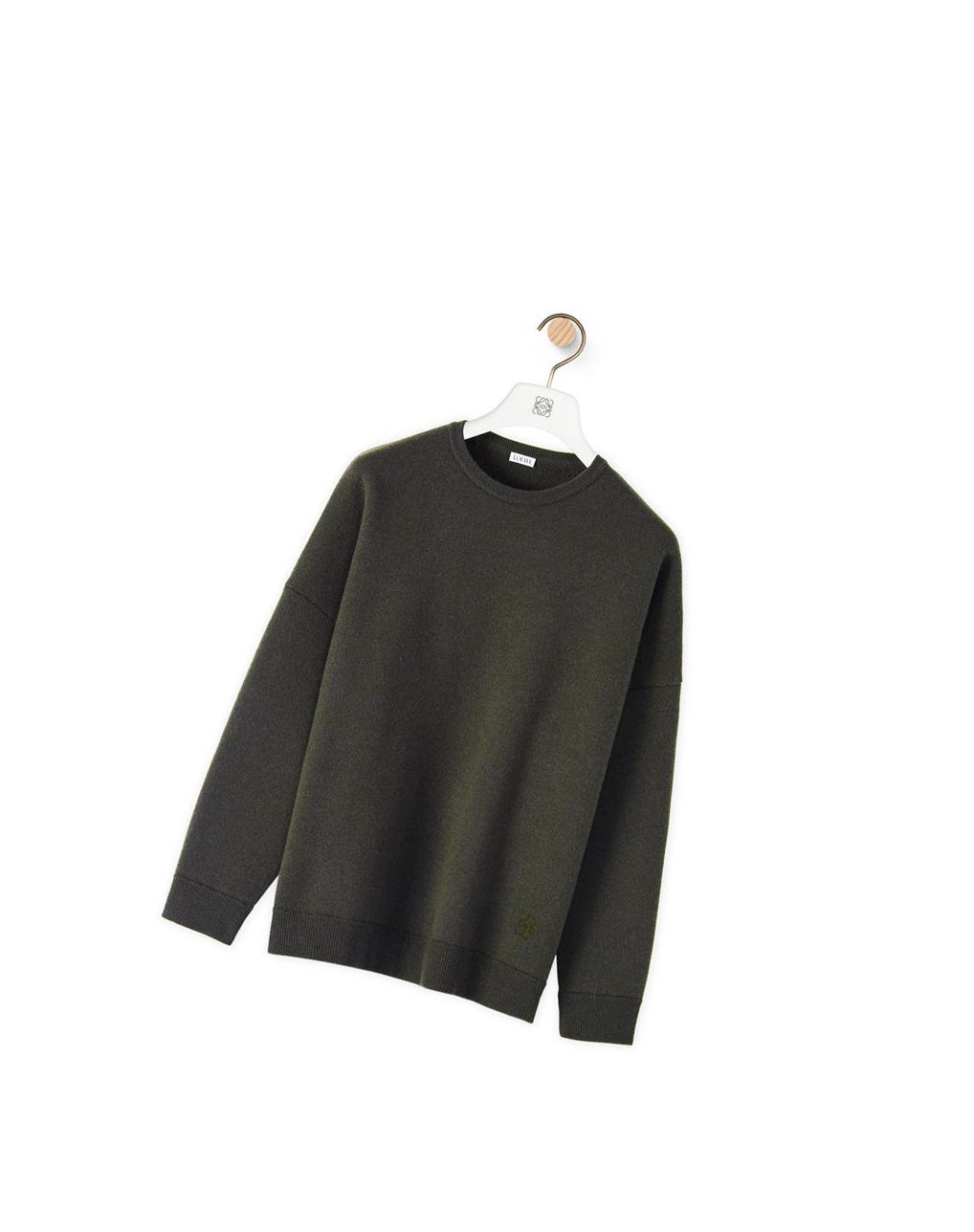 Loewe Oversize crewneck sweater in cashmere Kaki Verdes | TGDPR-1739