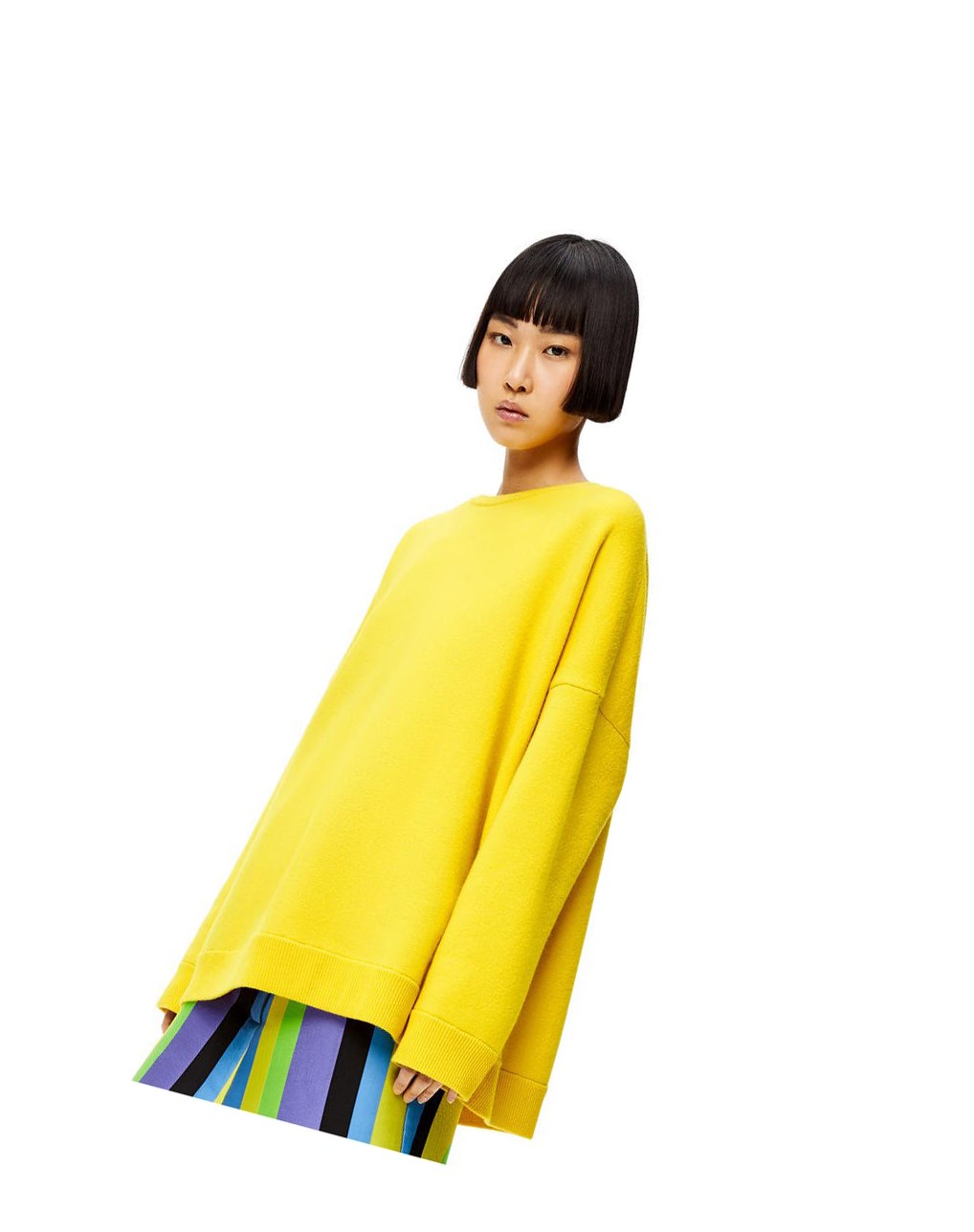 Loewe Oversize crewneck sweater in cashmere Amarillos | XNFRG-1532