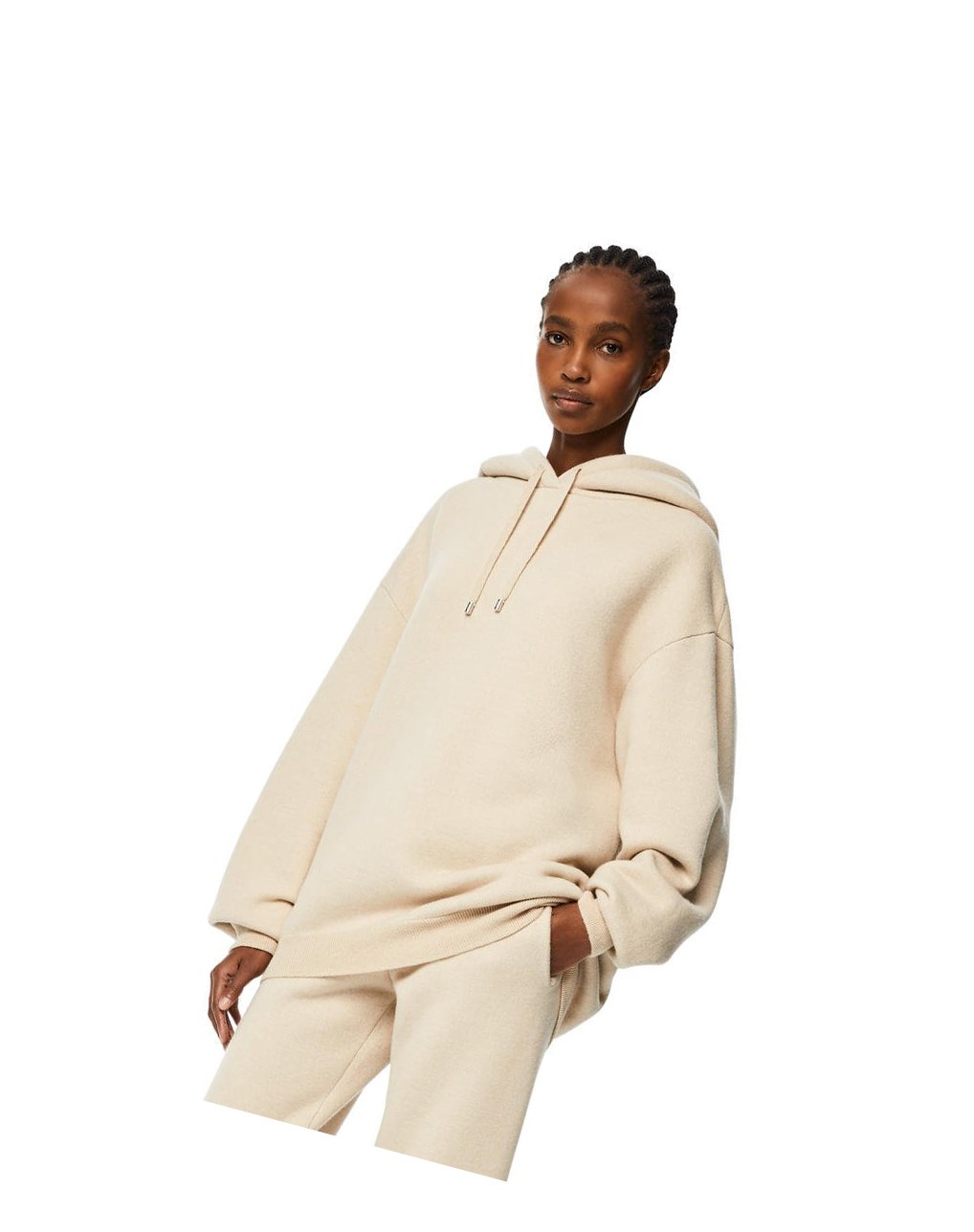 Loewe Oversize hoodie in cashmere Ecru | KYMFB-6051