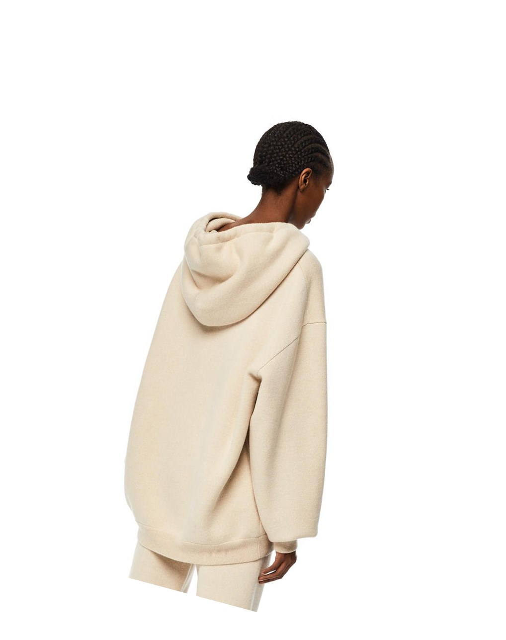 Loewe Oversize hoodie in cashmere Ecru | KYMFB-6051
