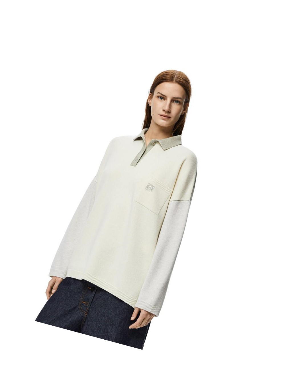 Loewe Oversize polo collar sweater in wool Grises | UKYXT-3069