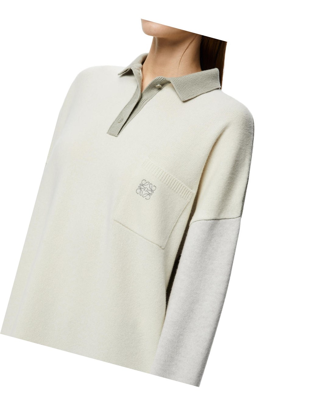 Loewe Oversize polo collar sweater in wool Grises | UKYXT-3069