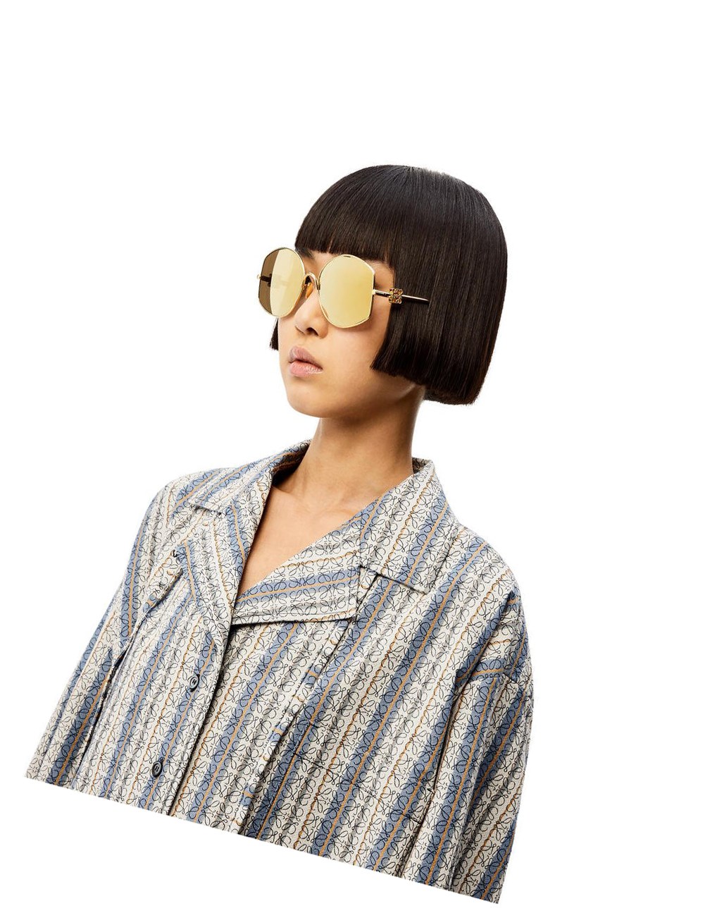 Loewe Oversize sunglasses in metal Dorados | YIFWL-9028