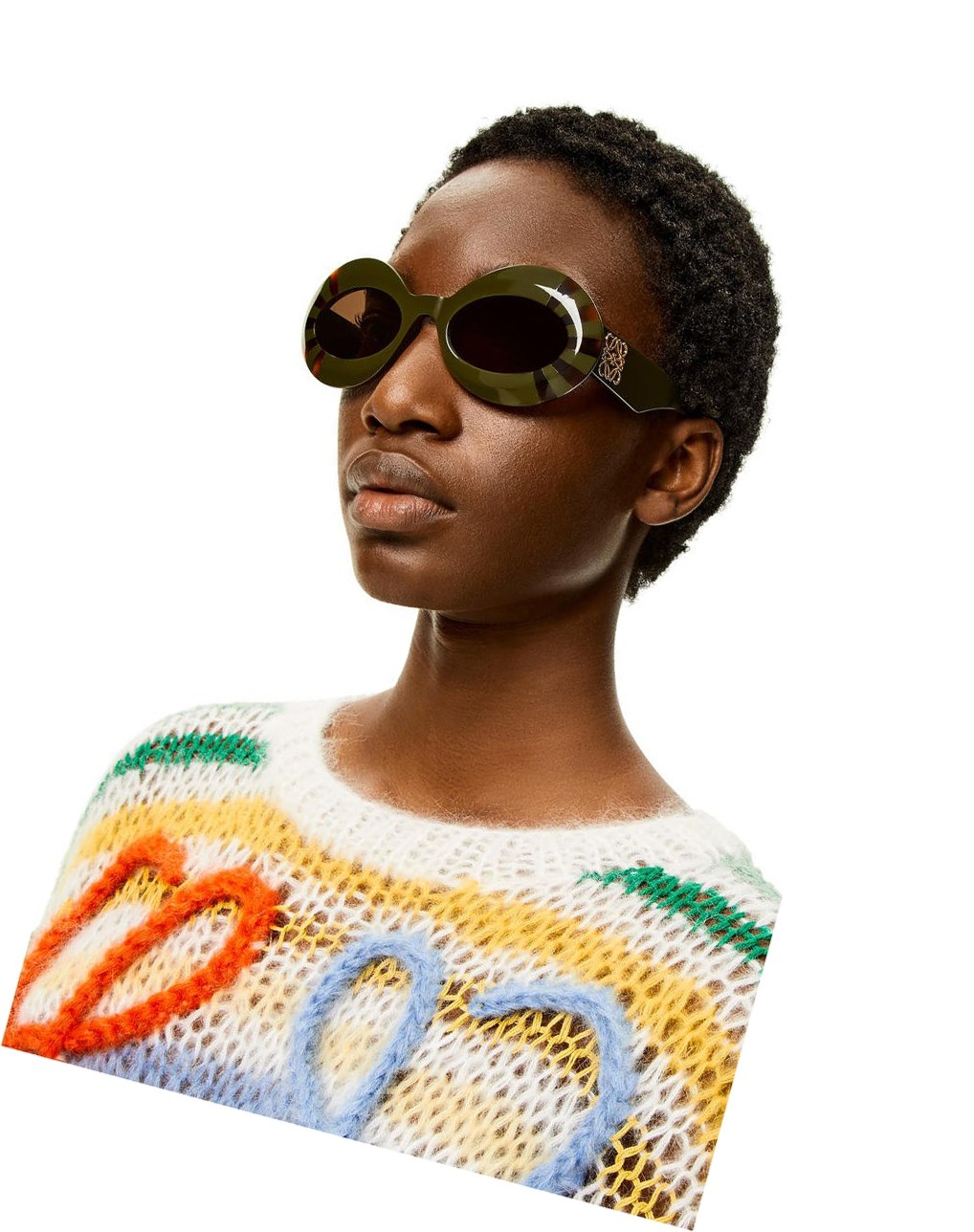 Loewe Oversized oval sunglasses in acetate Kakhi / Havana | GKUYM-6031