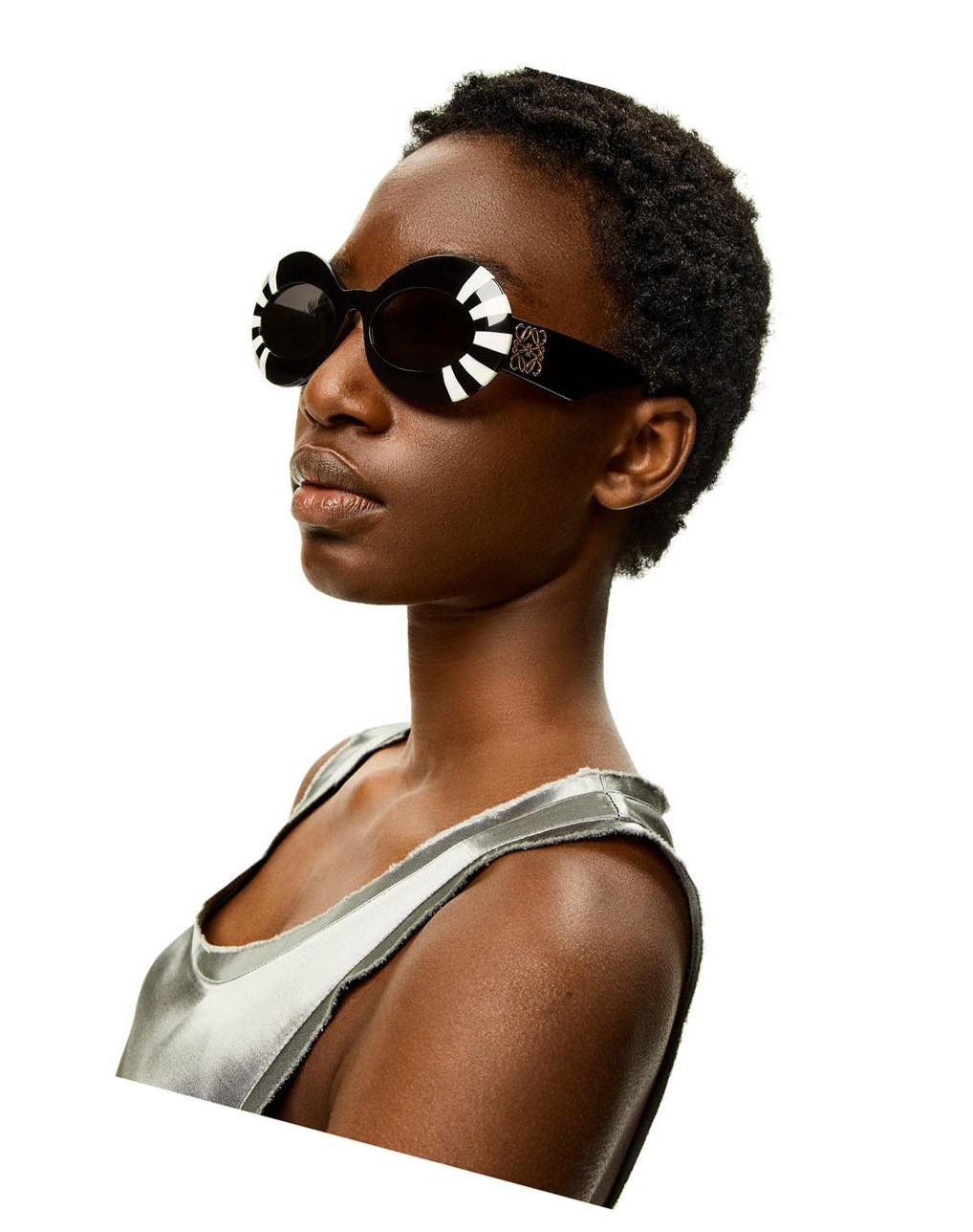 Loewe Oversized oval sunglasses in acetate Negros Blancos | PCFGK-8315