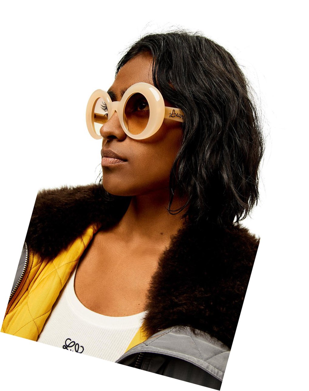 Loewe Oversized round sunglasses in acetate Beige Claro | XRIBK-6139