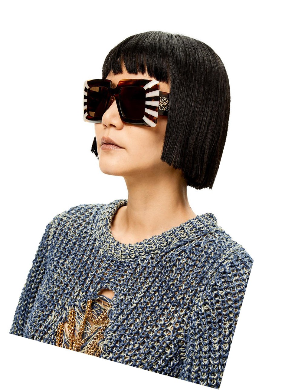 Loewe Oversized square sunglasses in acetate Havana / Cotton Candy | IENSO-7085