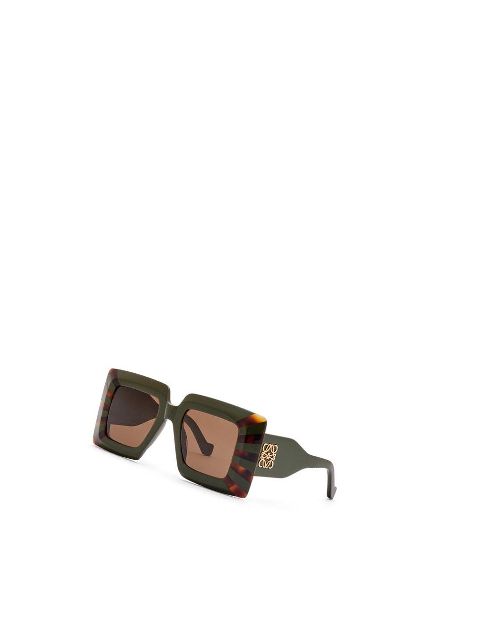Loewe Oversized square sunglasses in acetate Kakhi / Havana | XIZWV-3469