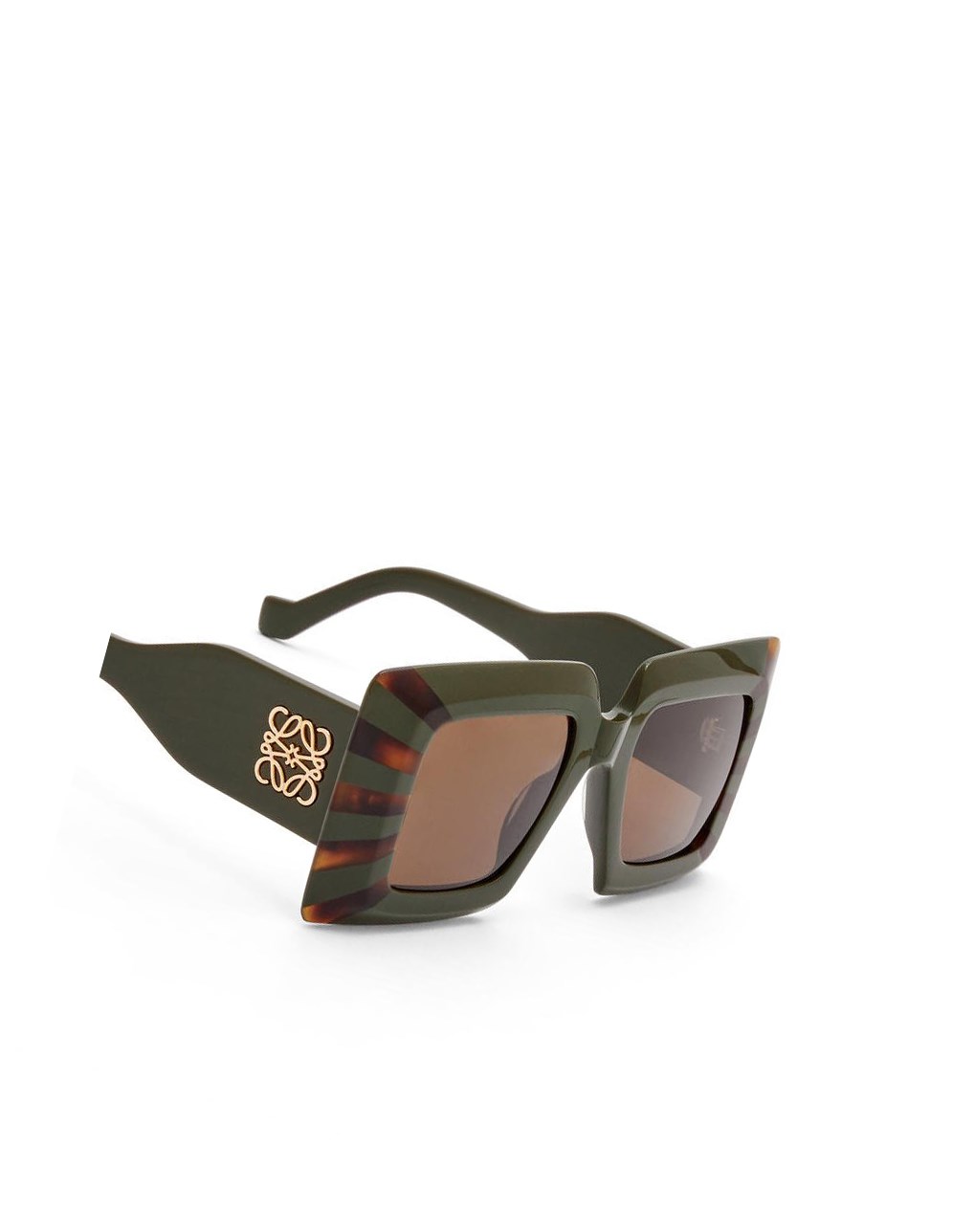Loewe Oversized square sunglasses in acetate Kakhi / Havana | XIZWV-3469