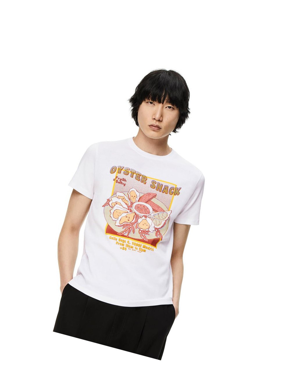 Loewe Oyster print T-shirt in cotton Blancos | LWVNK-4897