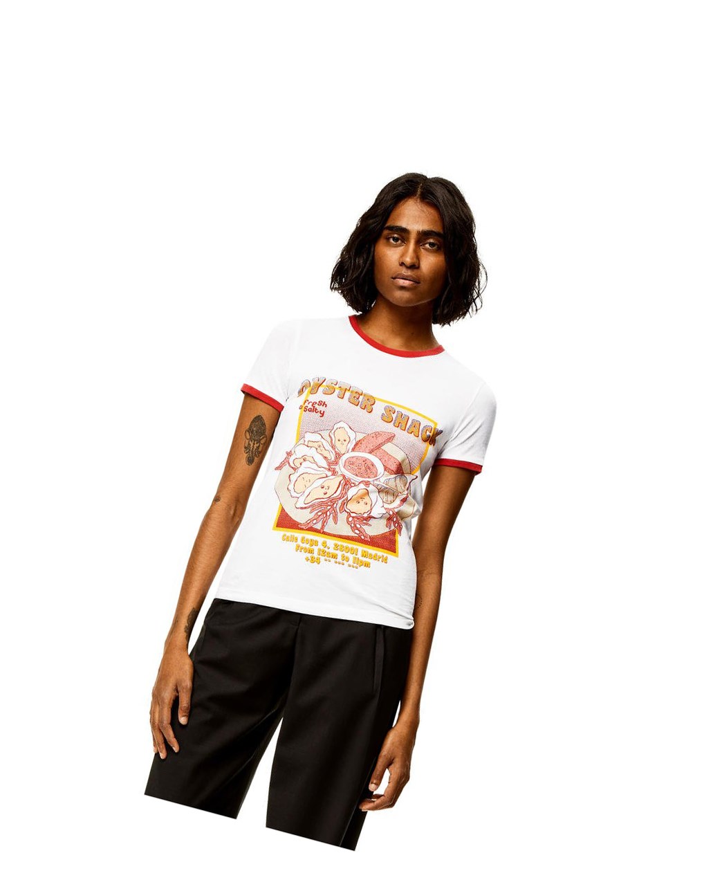 Loewe Oysters print T-shirt in cotton Blancos | SCVPJ-9068