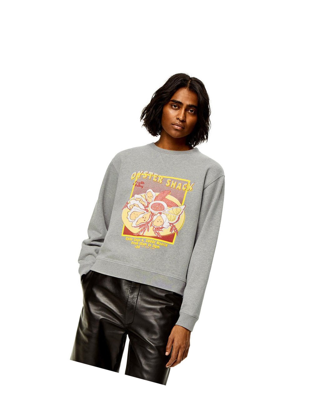 Loewe Oysters print sweatshirt in cotton Grises | NVPZM-5987