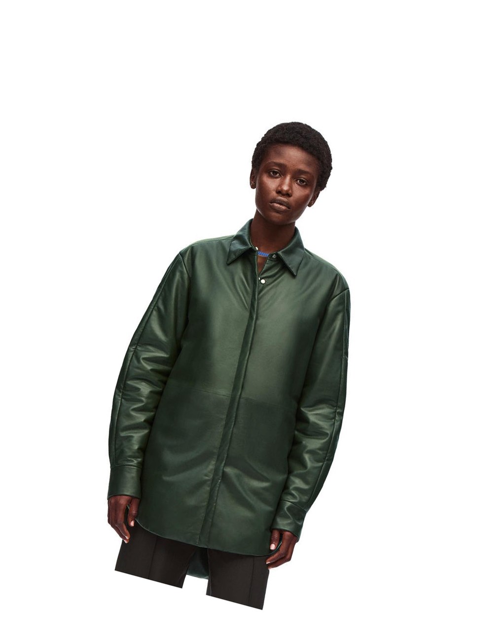 Loewe Padded overshirt in nappa Verdes | HICGK-0415