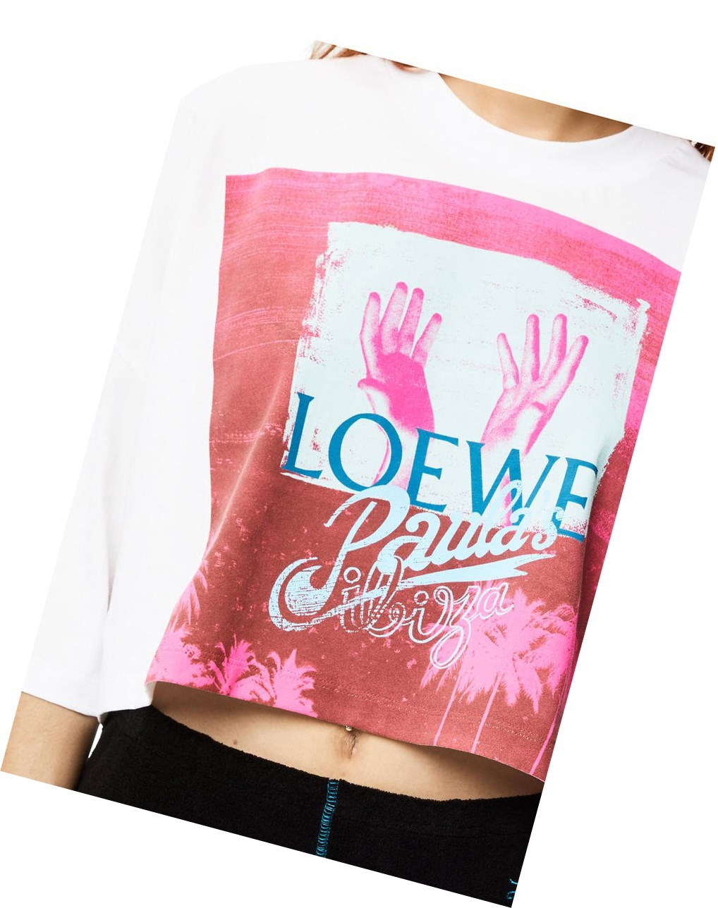 Loewe Palm cropped T-shirt in cotton Blancos Multicolor | MTHUA-4978