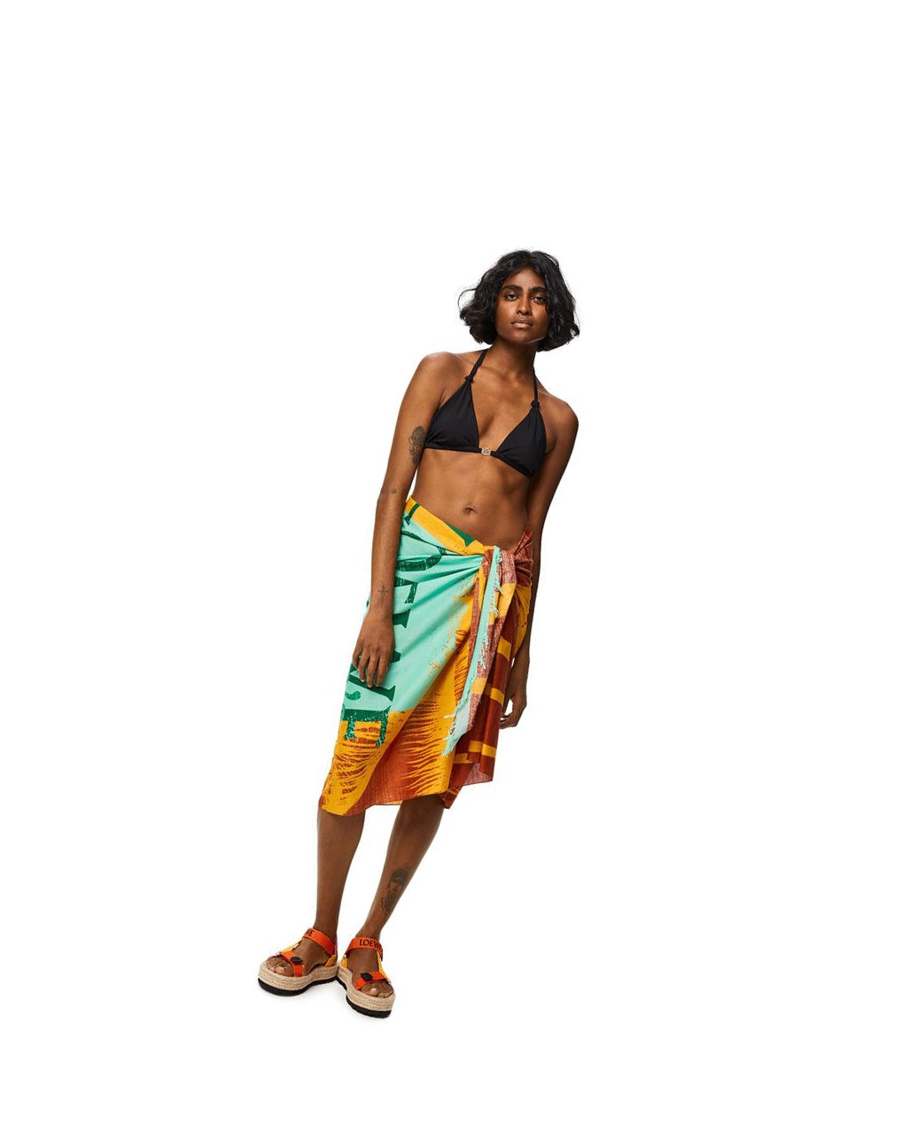 Loewe Palm pareo in cotton Naranjas Multicolor | DLGPO-0785