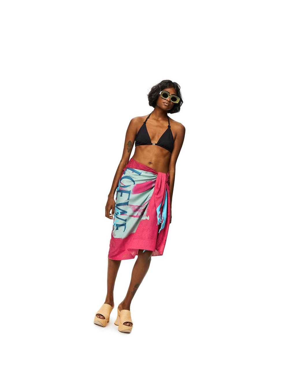 Loewe Palm pareo in cotton Rosas Multicolor | IEWNH-6817