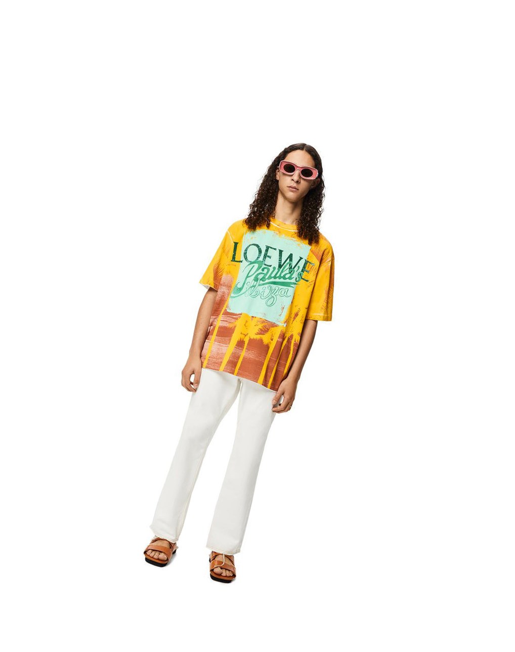 Loewe Palm print T-shirt in cotton Blancos | AGOKI-2463