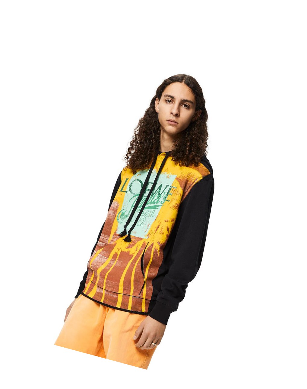 Loewe Palm print hoodie in cotton Negros Multicolor | HQMLP-5273