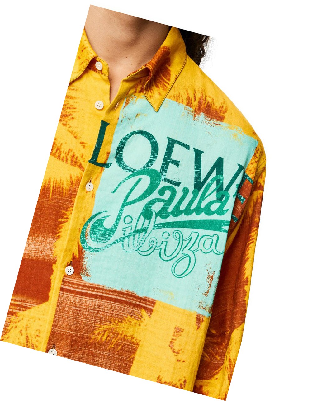 Loewe Palm print shirt in cotton Amarillos Naranjas | VPFBW-4821