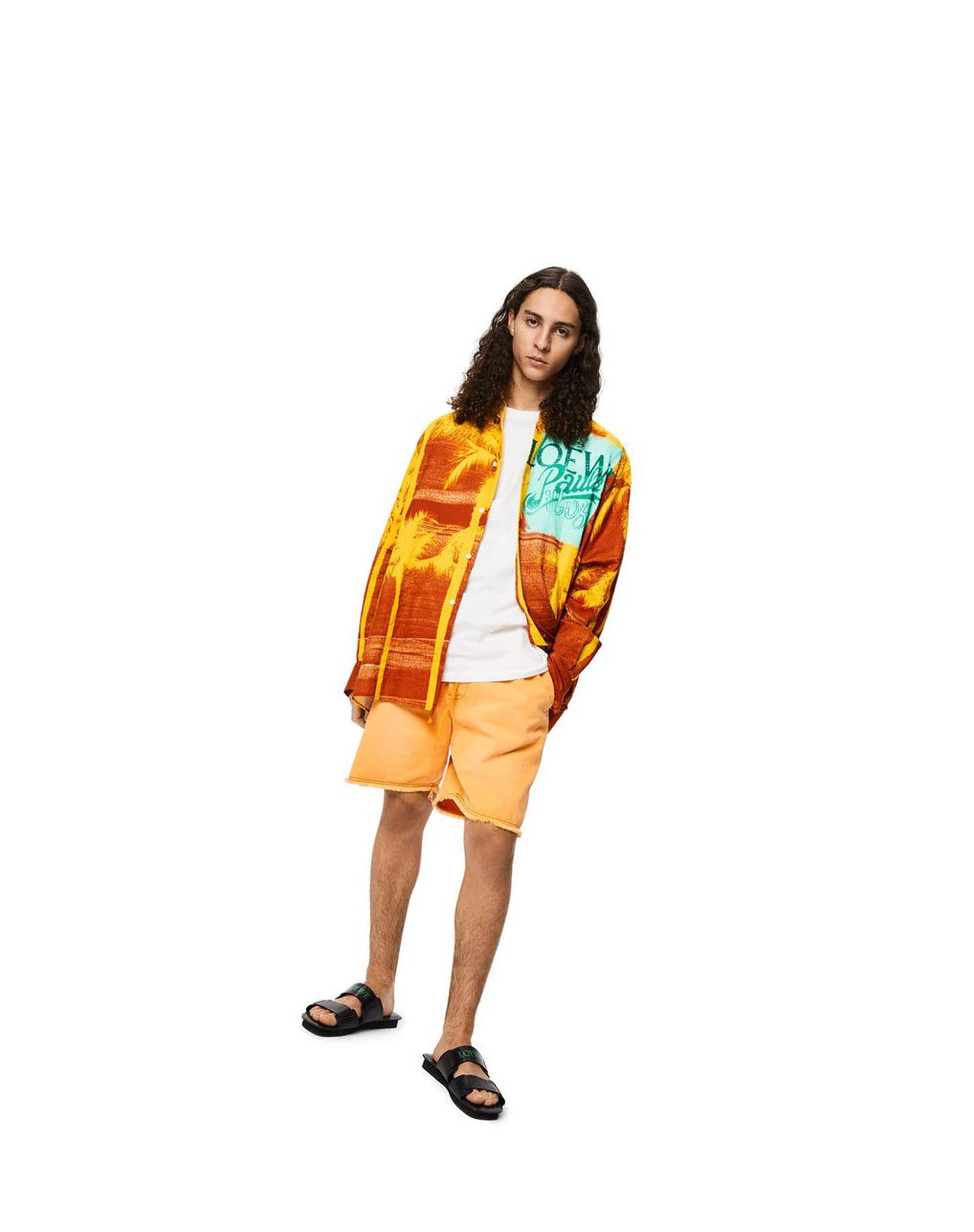 Loewe Palm print shirt in cotton Amarillos Naranjas | VPFBW-4821