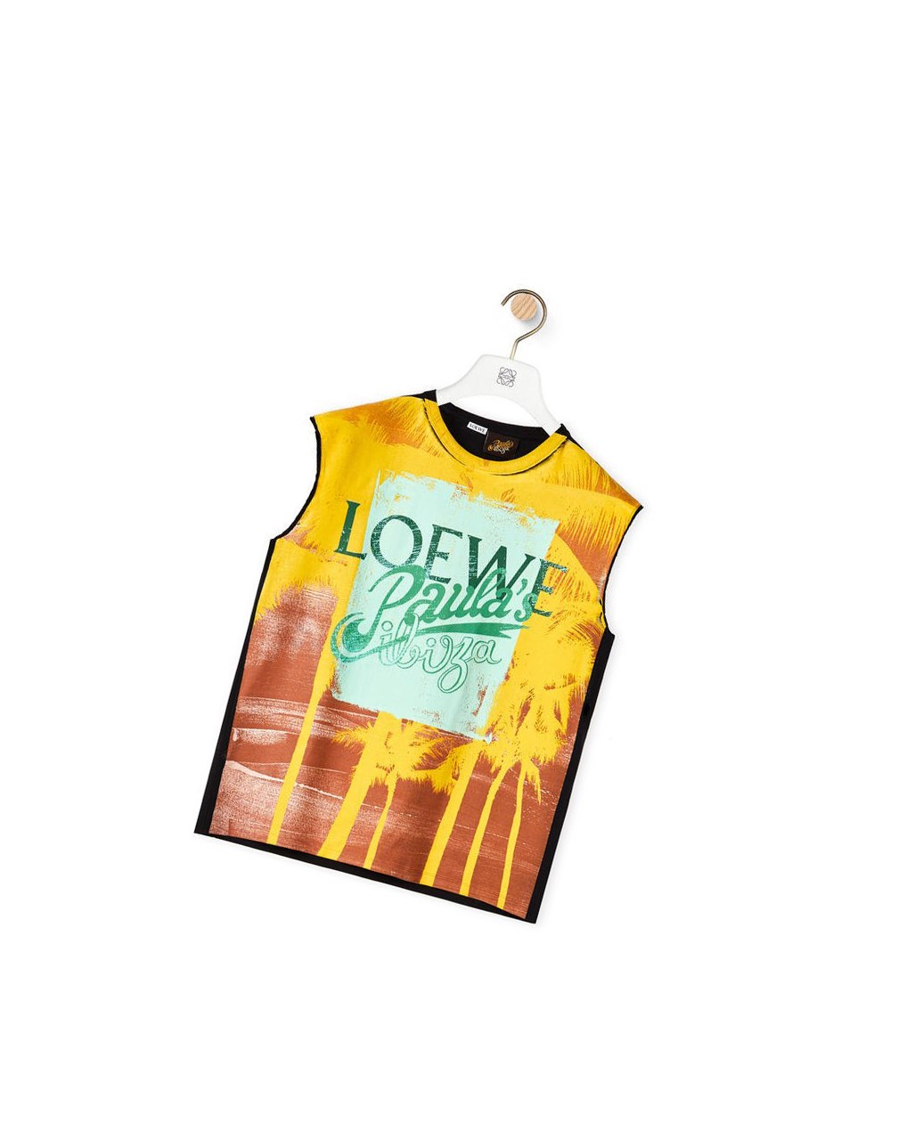 Loewe Palm print sleeveless T-shirt in cotton Negros Multicolor | DQFOJ-3401
