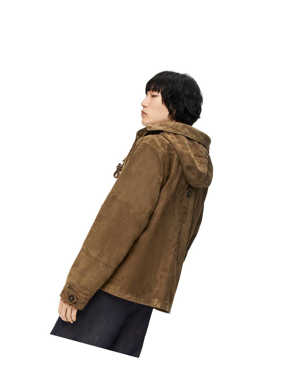 Loewe Parachute jacket in suede Verdes Marrom Oscuro | QWYZC-3507