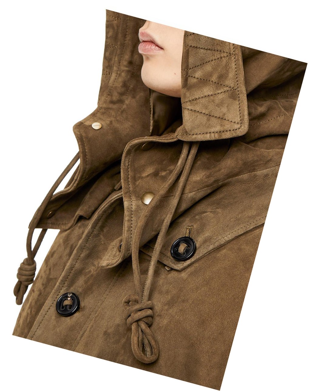 Loewe Parachute jacket in suede Verdes Marrom Oscuro | QWYZC-3507
