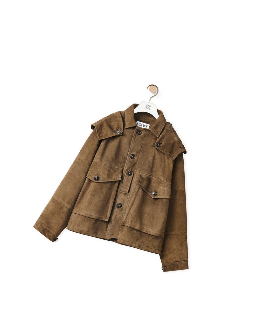 Loewe Parachute jacket in suede Verdes Marrom Oscuro | QWYZC-3507