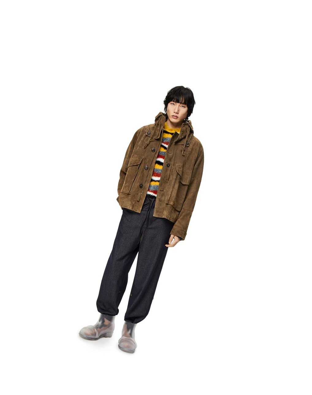 Loewe Parachute jacket in suede Verdes Marrom Oscuro | QWYZC-3507