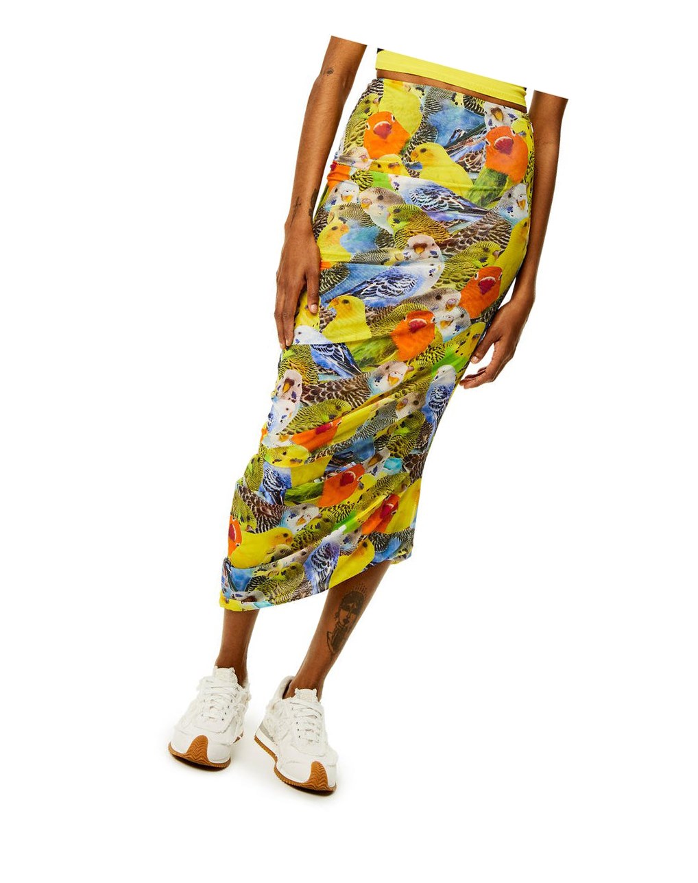 Loewe Parrots skirt in mesh Naranjas Azules Amarillos | KQUGC-4196