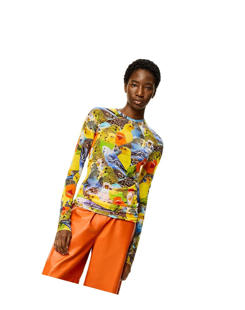 Loewe Parrots top in mesh Naranjas Azules Amarillos | XBGKM-8027