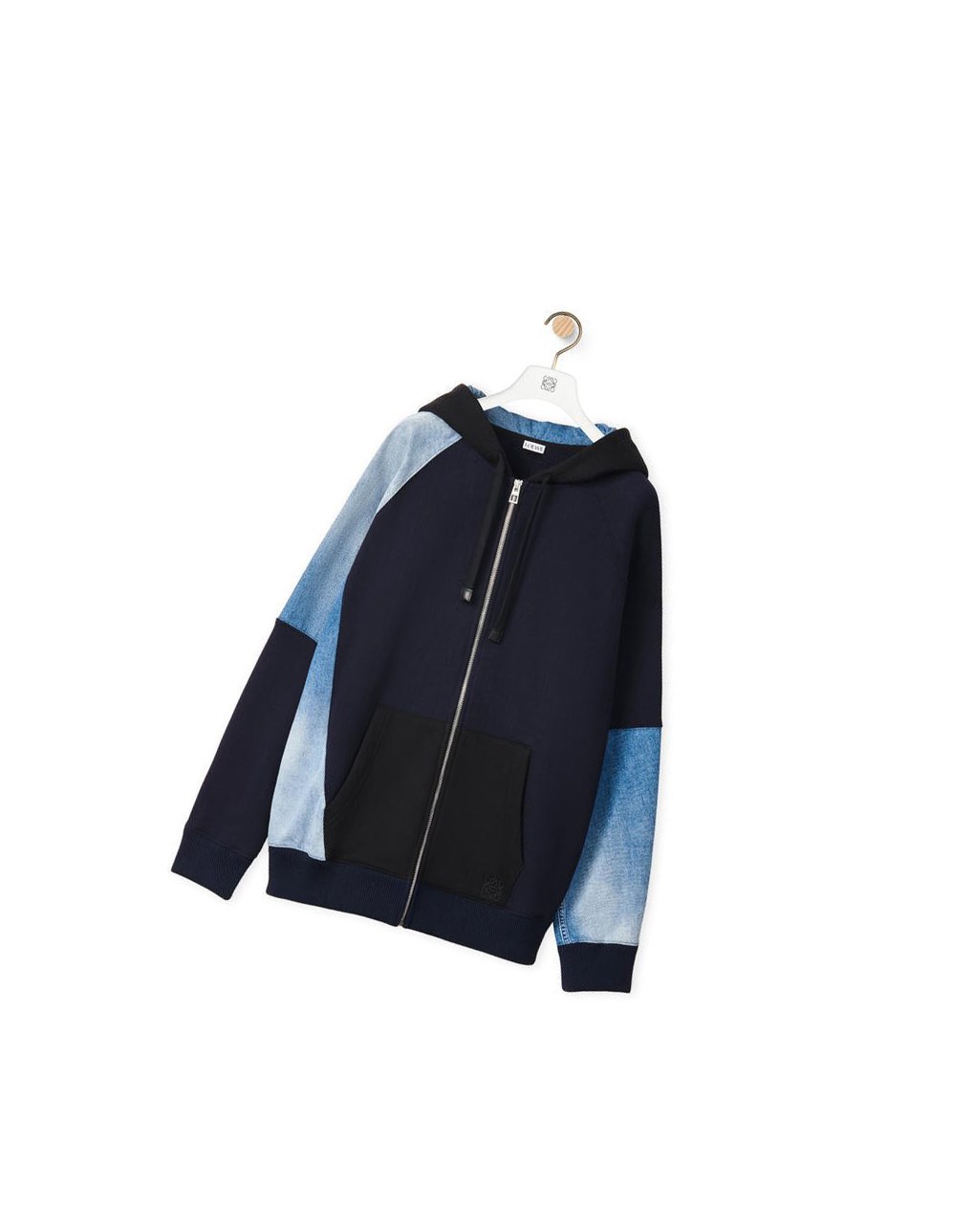 Loewe Patchwork hoodie in cotton Negros Azul Marino Oscuro | UGOYS-8342