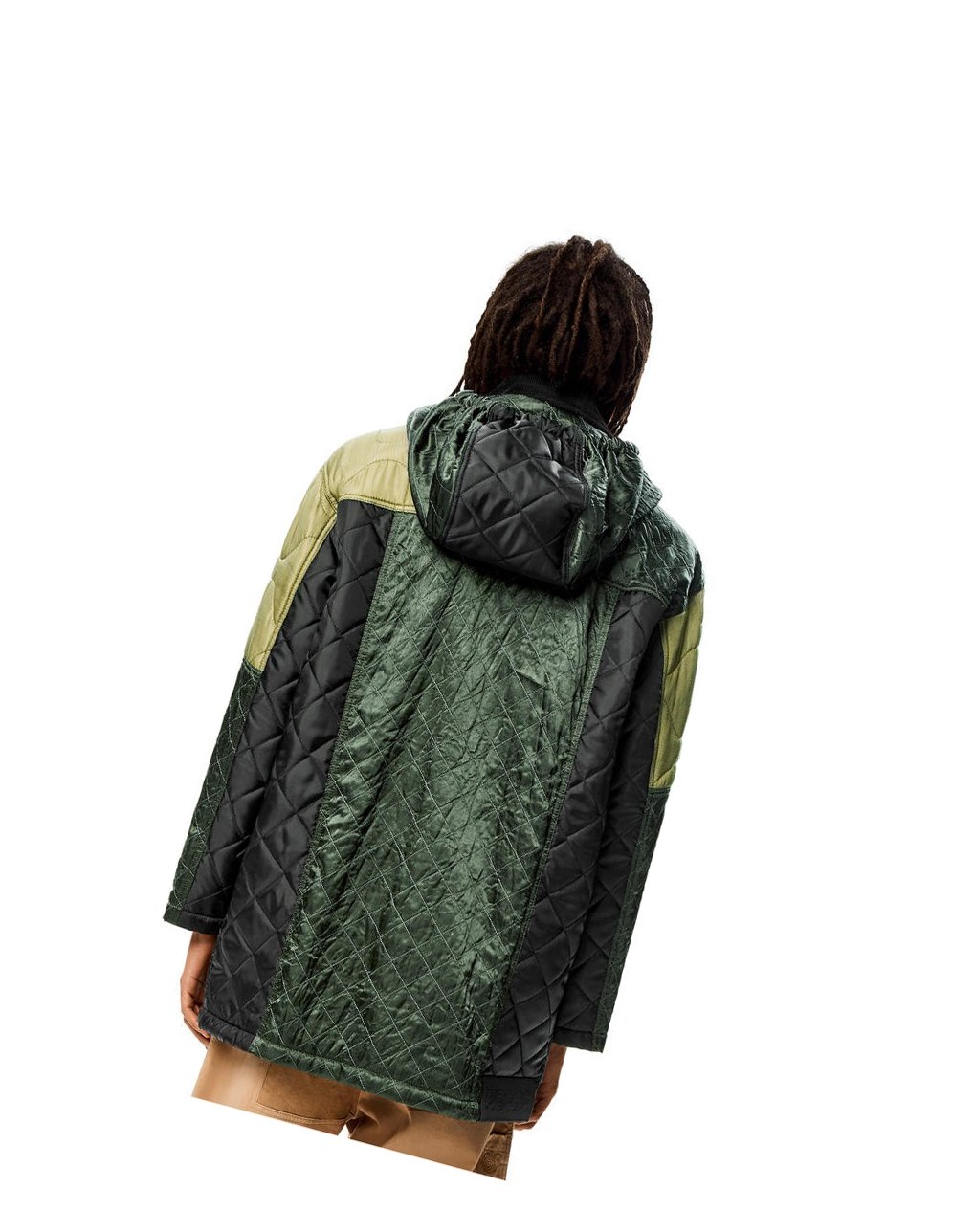 Loewe Patchwork padded parka Kaki Verdes | ZHGYF-1059