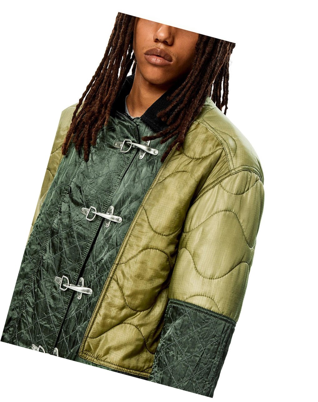 Loewe Patchwork padded parka Kaki Verdes | ZHGYF-1059