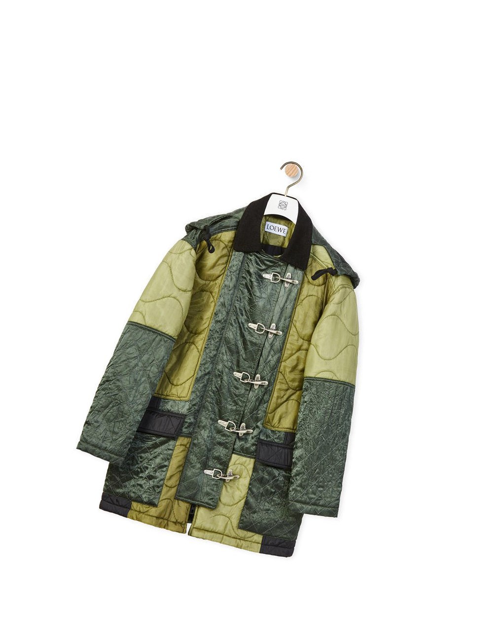 Loewe Patchwork padded parka Kaki Verdes | ZHGYF-1059